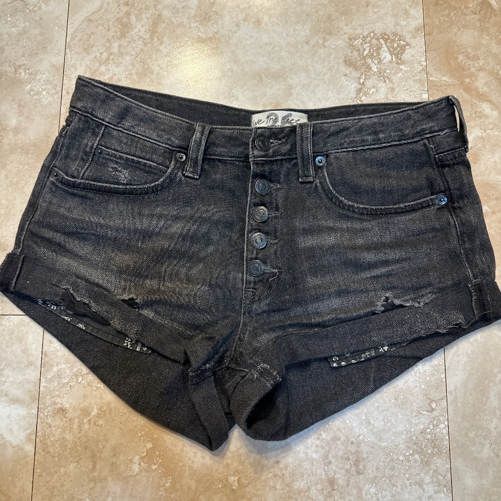 Free People Distressed Button Up Shorts